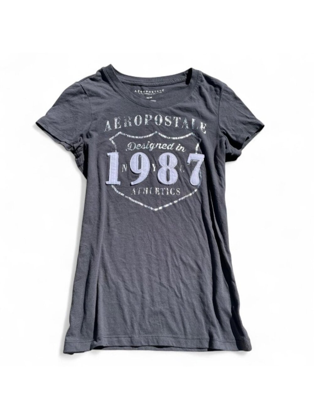 Aeropostale grey baby tee with embroidered details